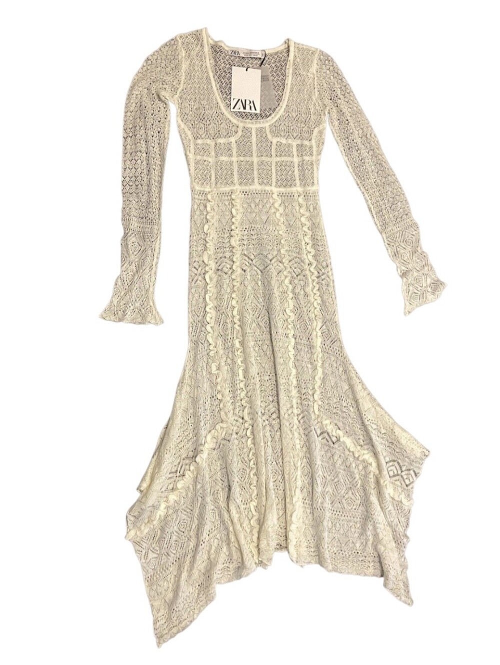 Zara Cream Lace Swim Cover-Up  Coastal Boho Cottagecore Resortwear Vacation - Picture 5 of 10
